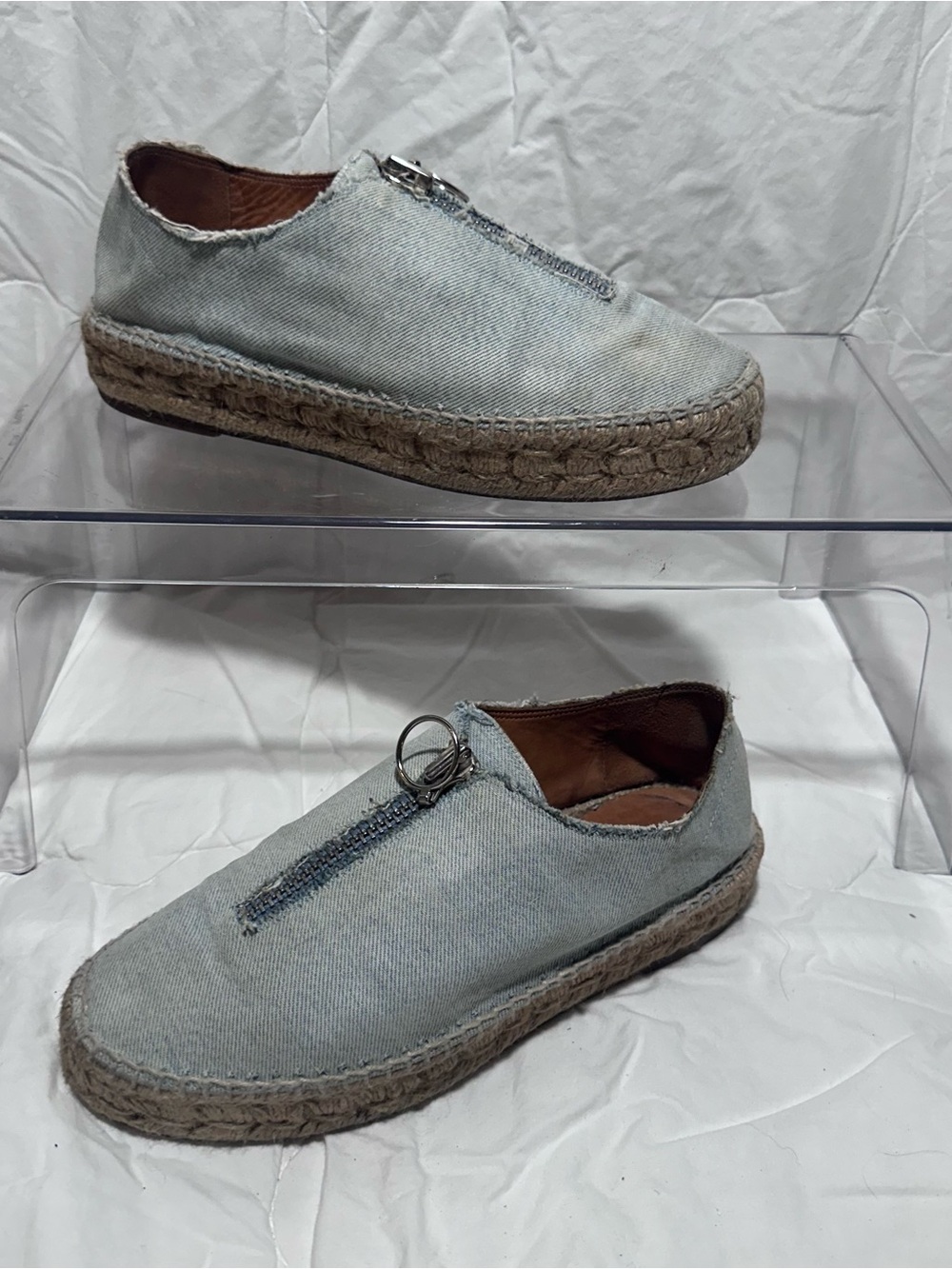 Alexander Wang Light Blue denim Espadrille Slip-Ons with Ring Zip